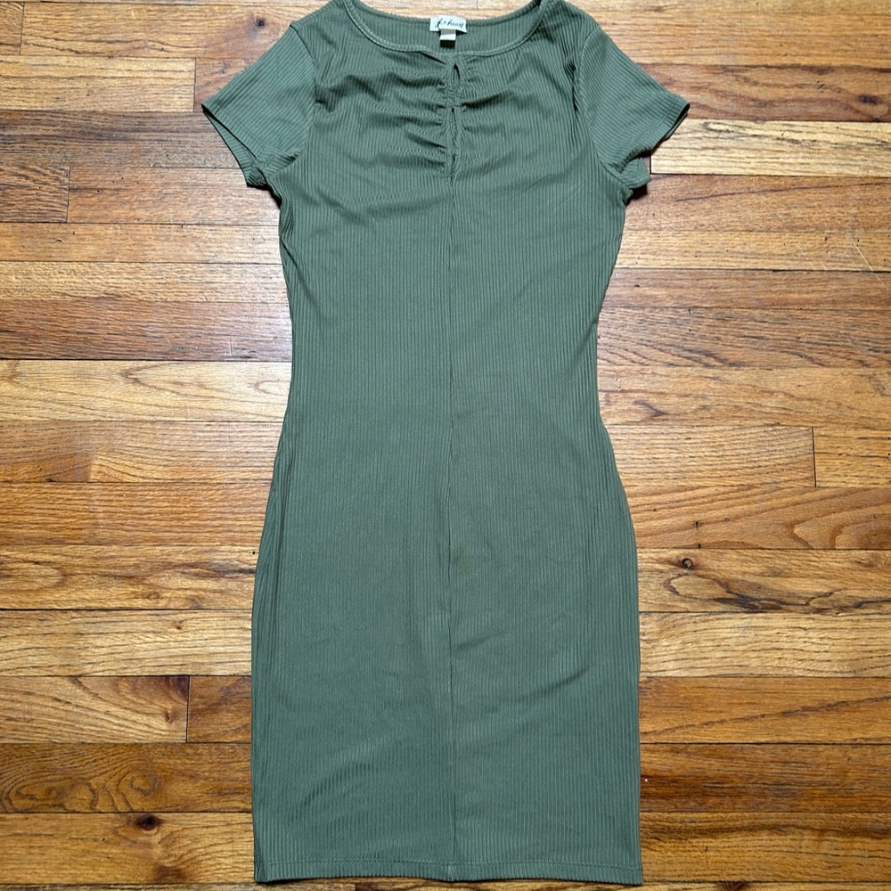 Forever 21 Olive Ribbed Mini Dress